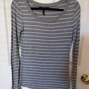 Cute Top Grey w/White Stripes